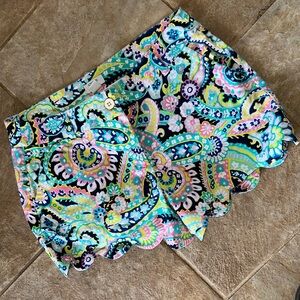crown & ivy Multicolor Paisley-Print Shorts in Aqua, Navy & Yellow